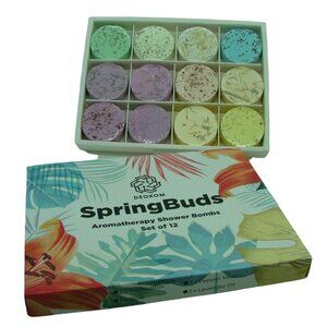 Deoxom SpringBuds Vegan Aromatherapy Shower Bomb Set of 12 New Wrapped & Sealed